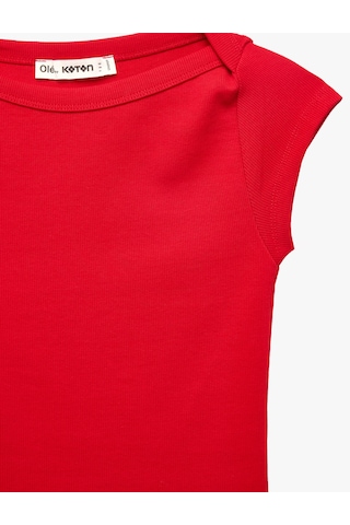 Koton Slim Fit Kısa Kollu Kayık Yaka Kaşkorse Pamuklu Tişört Kırmızı 6sal10685ık