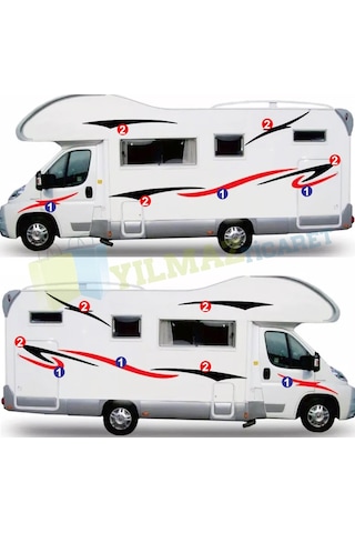 Karavan Çekme Desen Çizgi Oto Sticker Yapıştırma Modifiye Etiket
