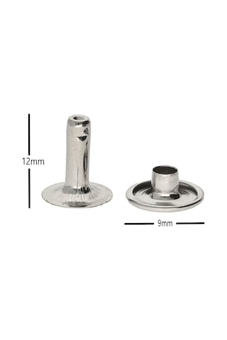 Uzun Rivet, Perçin 9mm Kafa 33,5 12mm Bacak , Nikel 1000 Adet