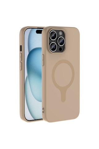 iPhone Uyumlu 14 Pro Max Kılıf M-safe Şarj Özellikli Mbfx Aris Silikon Kapak - Krem
