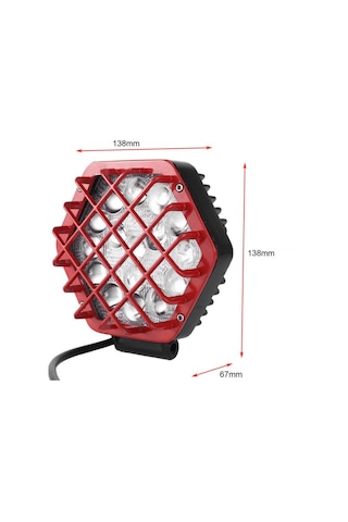 48w Altıgen Kafesli Kırımızı 16 LED OffRoad Tekne Çalışma Lambası