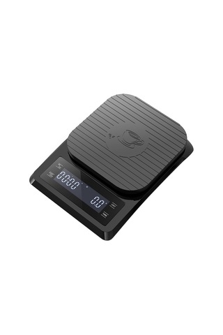 Zamanlayıcılı Dijital Kahve Terazisi - Silikon Pedli Espresso Terazisi Siyah