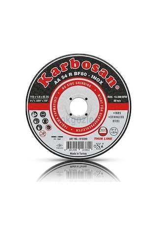 Karbosan İnox Metal Kesme Taşı 115 x 1.0x22.23 MM 25'li Kutu Karbosan İnox Metal Kesme Taşı 115 x 1.0x22.23 MM 25'li Kutu