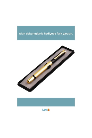 Kutulu Metal Roller Kalem Altın Siyah 13.5 Cm Çok Renkli