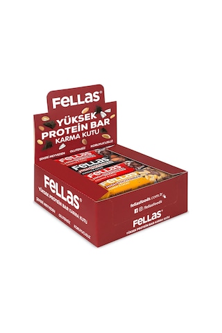 Fellas Yüksek Protein Bar 45g Karma Kutu 12 Adet (3 Çeşit)