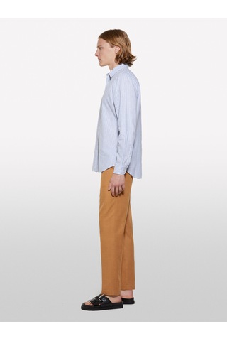 Sisley Keten Karışımlı Çizgili Regular Fit Gömlek Erkek Mavi Mix Gömlek - 325p51fcsq03g Siyah - Kahverengi