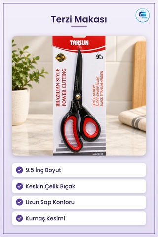 Makas Büyük Terzi 9.5" Keskin Çelik Kumaş Kesim Dikiş Hobi Terzil