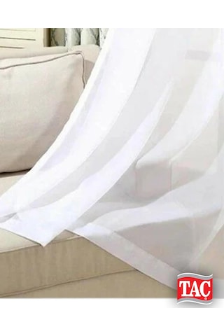 Taç Düz Beyaz Vual Tül Perde / Ölçünüze Özel Dikim