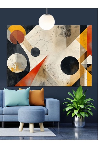 Geometrik Desen Soyut Sanat Dekoratif Kanvas - Mdf Ahşap Tablo