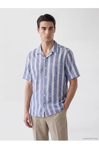 Lcwaıkıkı Classic Lacivert Regular Fit Çizgili Erkek Gömlek