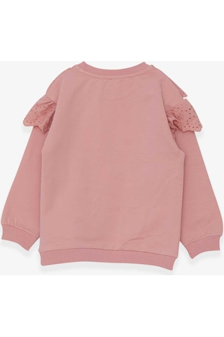 Breeze Kız Çocuk Sweatshirt Güpürlü 4-8 Yaş, Pudra