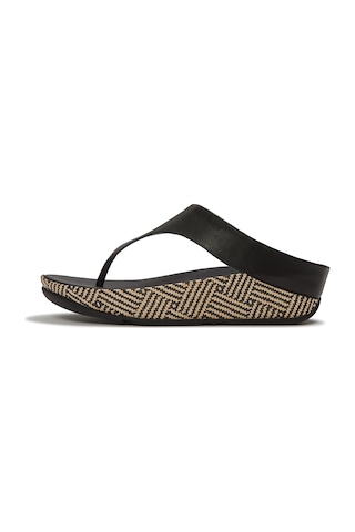001 Black Terlik Kadın Diğer A4q-001/c15 Fitflop Lulu Lux Graphic-weave Leather Toe-post siyah
