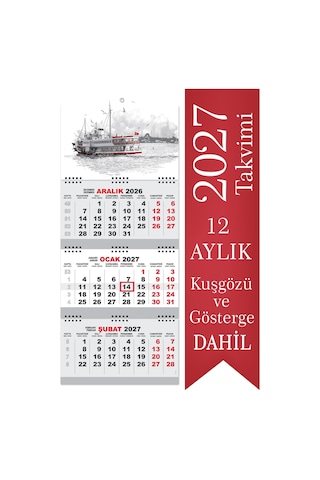 2027 Küçük Boy Gemici Takvimi Denizci Duvar Takvimi 27.5 x 65 CM