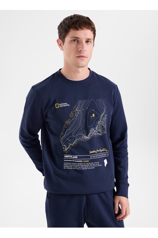 National Geographic Lacivert Erkek Relaxed Baskılı Sweatshirt N6wm-swt4094