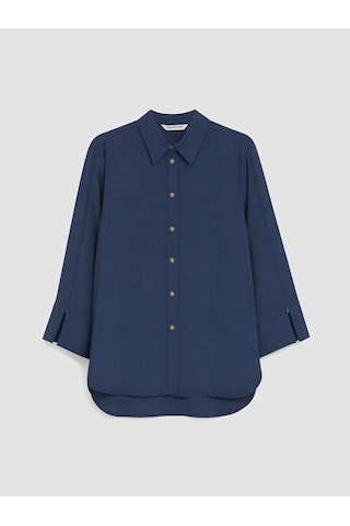 Lcw Limitless Lacivert Oversize Modal Karışımlı Gömlek