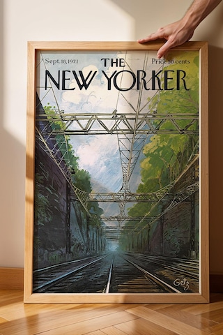 The New Yorker Çerçeveli Tablo September 18 1971 - Tren Rayları Tablosu