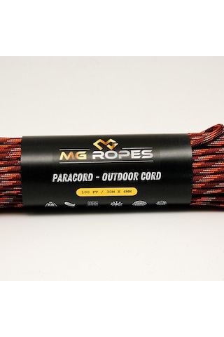 Mg Ropes Polyester Paracord İp 4 Mm Bordo Desen 30 Metre Bordo