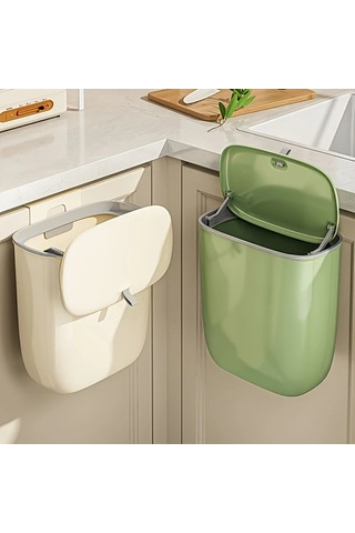 Honeybeeshop Duvar Montajlı Mutfak Çöp Kutusu Dolap Kapısı Asma Gıda Atık Sepeti 8l Avokado Yeşili Mint