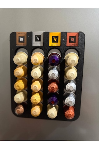 Kapsül Kahve Standı Buzdolabı Için Mıknatıslı 20 Kapsül Kapsül Tutucu Beyaz Renk Siyah