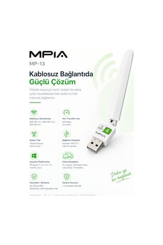300 Mbps Wireless Usb Adaptör Windows, Mac, Dvr & Uydu Alıcısı Uyumlu Kablosuz Wi-fi Alıcı
