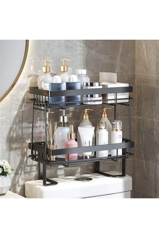 Yunboo Banyo Tuvaleti Üstü Çarpıtkasız Montajlı, Çözülebilir Tek Katlı Kağıt, Dokuma Ve Eşya Saklama Rafı Siyah Diğer