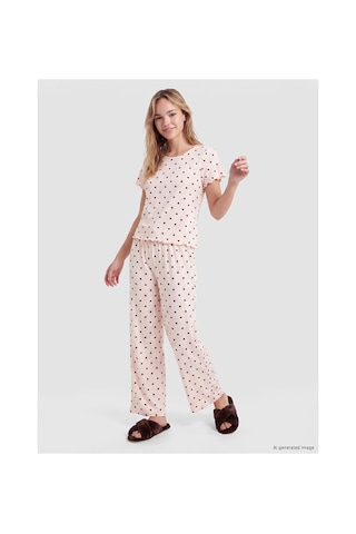 Lcw Dream Pembe Puantiyeli Kadın Pijama Takım