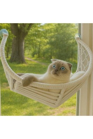 Hilal Kedi Cam Yatağı & Cam Askılı Vantuzlu Kedi Yatağı