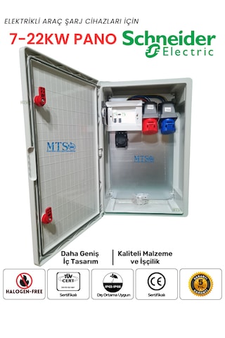 22kw + 7.4kw Schneider Ip66 Kilitlenebilir Kombinasyon Kutusu Panosu 5x32a + 3x32a + 220v Tesla Togg Uyumlu 22kw - 7.4kw