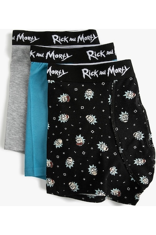 Koton Rick And Morty 3'Lü Boxer Seti Lisanslı Desenli Siyah Desenli 5Wlm90005Mk Siyah