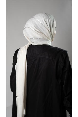 Krem Çizgili Şal Viskon Kumaş Bursa Dolama 202110 40 Krem