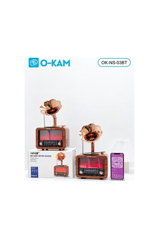 O-kam Ok-ns-03bt Bluetooth Gramofon Şömine Efektli Radyo