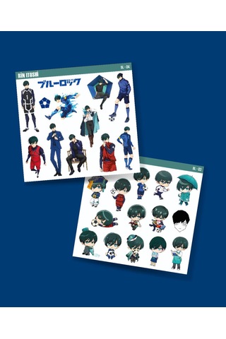 Bluelock-rin İtoshi-parlak Kağıt -2li Sticker Set-telefon Süsleme Blue Lock Etiket Mavi
