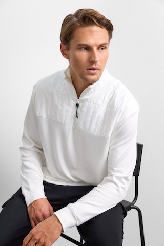 Backandbond Beyaz Regular Fit Dik Yaka Fermuarlı Sweatshirt