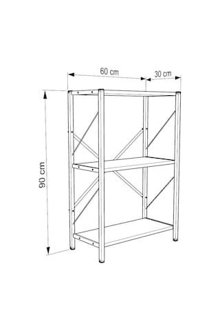 Üç Katli Çok Amaçli Raf Siyah Profil Çam Sunta 60x24x80 Cm Mtl051 Siyah-çam