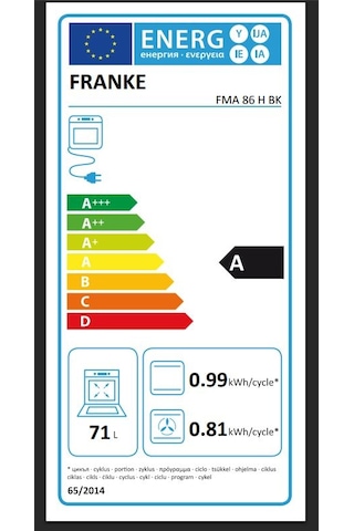 Franke Maris FMA 86 H BK Nero 71 LT Ankastre Fırın
