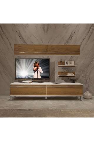 Decoraktiv Eko 5 Mdf Std Krom Ayaklı Tv Ünitesi Tv Sehpası Beyaz - Pera