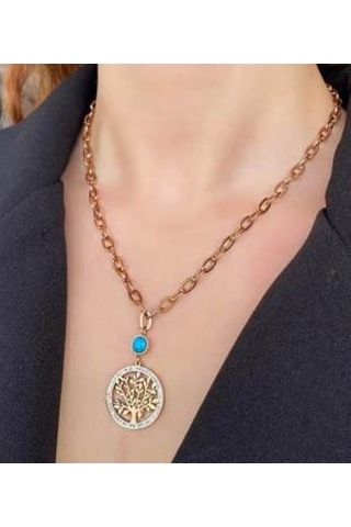 Alsade Hayatağacı Zirkon Taş Çelik Kolye Rose Gold Alsade Hayatağacı Zirkon Taş Çelik Kolye Rose Gold