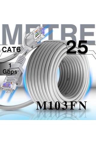 Mn6 M103fn 25 Metre Ethernet Kablo/utp/gigabit Destekli/25 Metre Cat6 Kablo/iç Mekan Uyumlu