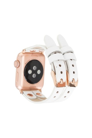 Apple Watch Uyumlu Deri Kordon Ely Double Tour F3 Beyaz