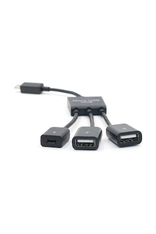 Çok Cihazlı Şarjlı Akıllı Telefonlar Ve Tabletler İçin 3'ü 1 Arada Mikro Usb Otg Hub Adaptörü