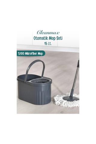 Grimorlife Döner Başlıklı Premium Mop Paspas Temizlik Seti 15lt- Döner Başlıklı Çelik Saplı-karma Renk