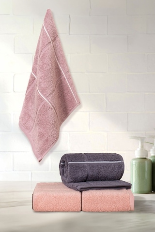 Varol Kare Serisi Micro Cotton 30x50cm 3 Lü Havlu Seti V2/30x503adet Antrasit - Bej