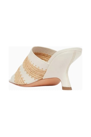 Simkhai Shadow 75 Krem-bej Deri Ve Raffia, Açık Burun El Yapımı Zarif Slip-on Topuklu Sandalet