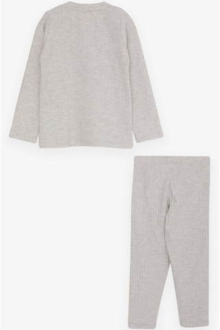 Breeze Kız Bebek Taytlı Takım Bebek Ayıcık Nakışlı 9 Ay-3 Yaş, Bej Melanj-bej Melanj Bej Melanj