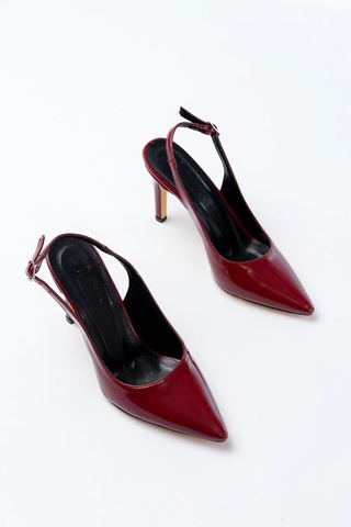 Terzi Bey St-1153 Bordo Rugan Günlük Arkası Açık 9 Cm Topuklu Kadın Ayakkabı Bordo