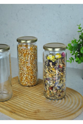 3 Adet Şişecam 500 Cc Cam Kavanoz Sızdırmaz Gold Kapaklı Baharat Saklama Kabı Şeffaf-gold