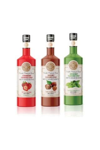 Sirius Premium Çilek Fındık Nane Aromalı Şurup 3 x 700 ML