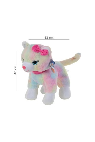 Peluş 30 Cm Pembe Tokalı Kedi Pl62555 Çok Renkli