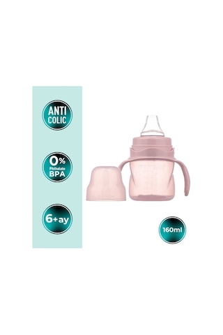 Mamajoo Antikolik Biberon 250 ml & Antikolik Akıtmaz Alıştırma Bardağı 160 ml – Powder Pink