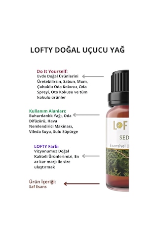 Lofty Sedir Uçucu Yağ Buhurdanlık Esansı Oda Kokusu 10 ML
